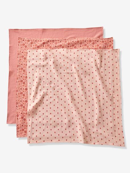 Set van 3 doeken van katoengaas HAPPY BOHÈME Oeko-Tex® roze - vertbaudet enfant 