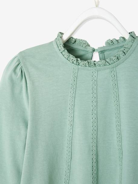 Oeko-Tex® Macramé Details Meisjesblouse T-shirt groen+marineblauw - vertbaudet enfant 