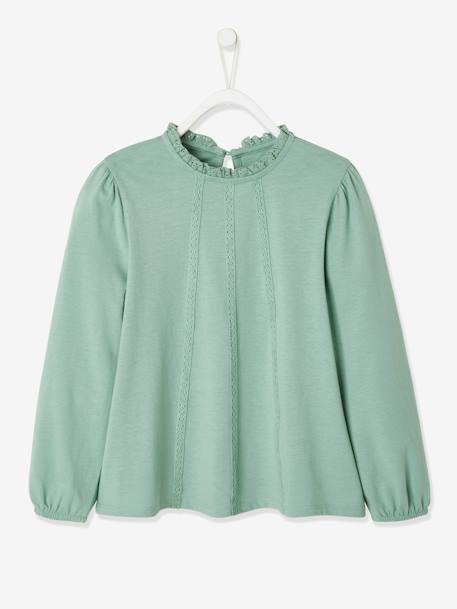 Oeko-Tex® Macramé Details Meisjesblouse T-shirt groen+marineblauw - vertbaudet enfant 