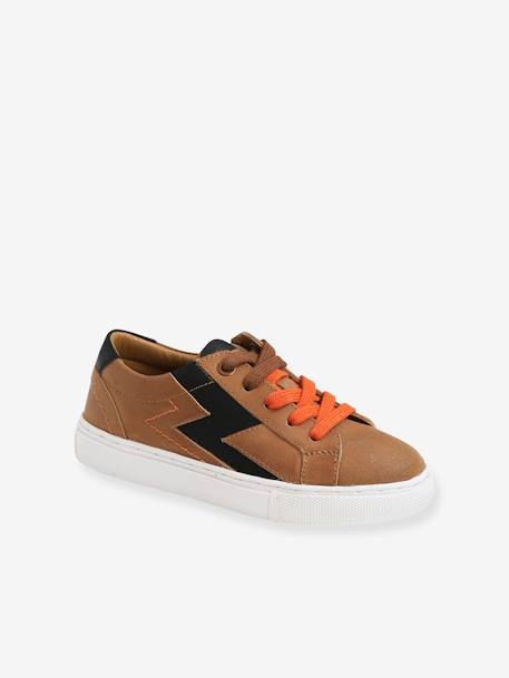 Leren sneakers met veters en rits cognac - vertbaudet enfant 