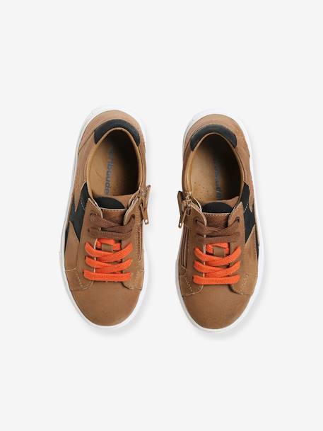 Leren sneakers met veters en rits cognac - vertbaudet enfant 