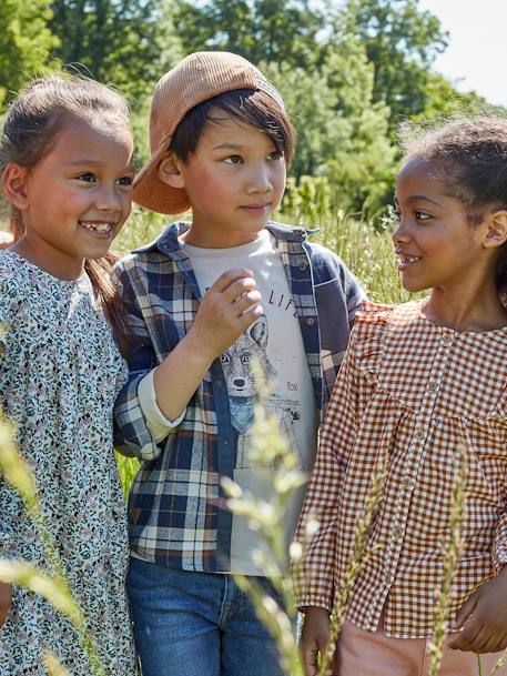 Geruit overhemd voor jongens donkere caramel ruiten+DONKERGROENE RUITEN+Marineblauw geruit - vertbaudet enfant 