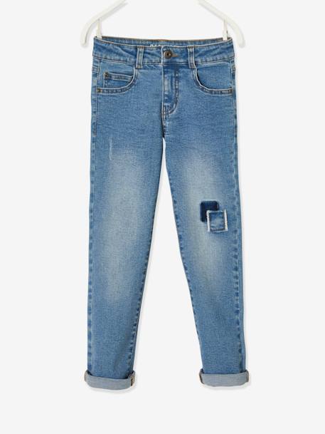 Wijde jongensjeans met used look en rechte pasvorm stone - vertbaudet enfant 