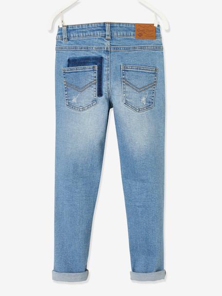 Wijde jongensjeans met used look en rechte pasvorm stone - vertbaudet enfant 