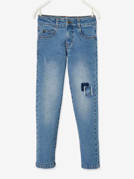 Wijde jongensjeans met used look en rechte pasvorm stone - vertbaudet enfant 