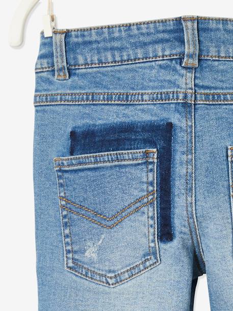 Wijde jongensjeans met used look en rechte pasvorm stone - vertbaudet enfant 