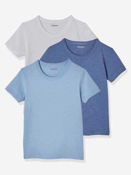 Set van 3 jongens-T-shirts met korte mouwen Set blauw ton sur ton - vertbaudet enfant 