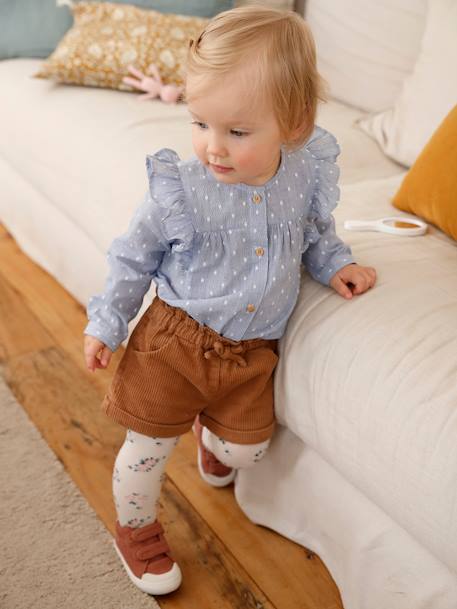 Blouse met ruches baby meisje gestreept indigo - vertbaudet enfant 