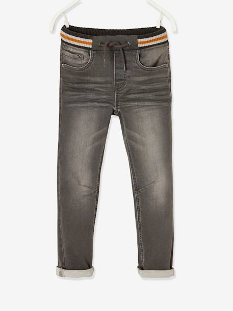 Rechte fleecebroek jongens denim look DARK GROSS+denim grijs+double stone+STONE MIDDEN+zwart denim - vertbaudet enfant 