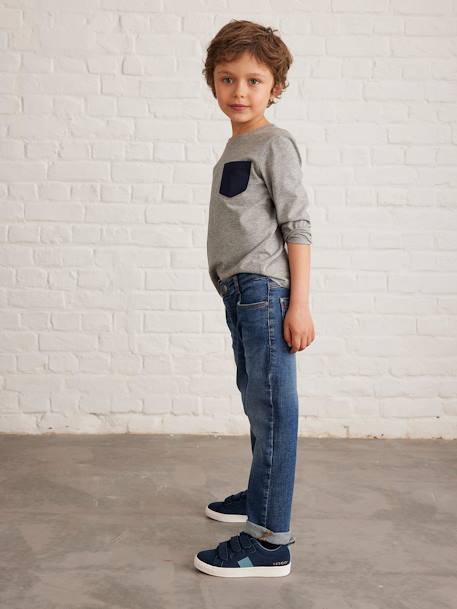 Jongensjeans met losse pasvorm en laag kruis stone - vertbaudet enfant 