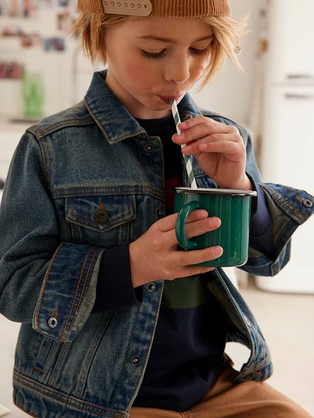 Personaliseerbare 'Waterless' spijkerjack voor jongens stone+zwart denim - vertbaudet enfant 