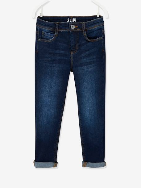 Slim fit jongensjeans Morphologik 'waterless' heupomtrek LARGE DENIM DONKERGRIJS+double stone+RUW DENIM+STONE - vertbaudet enfant 