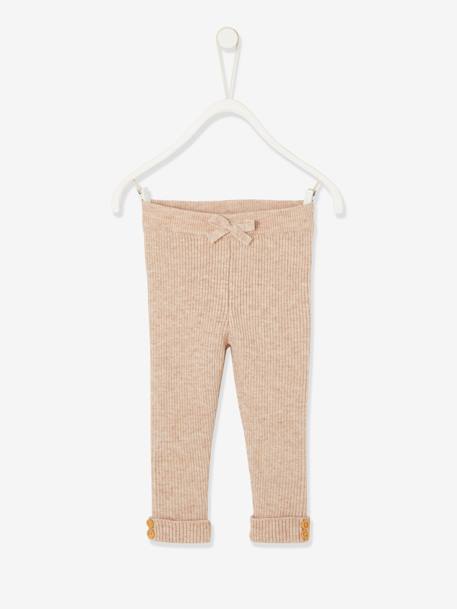 Tricot babylegging beige+groengrijs - vertbaudet enfant 