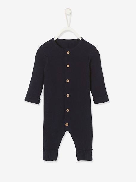 Geribde babypyjama met lange mouwen gechineerd beige+gemêleerd grijs+inkt - vertbaudet enfant 