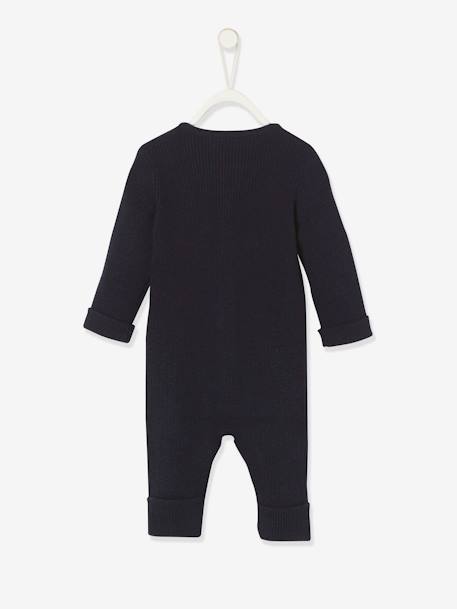 Geribde babypyjama met lange mouwen gechineerd beige+gemêleerd grijs+inkt - vertbaudet enfant 