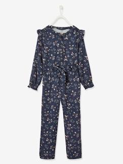 Meisje-Salopet, jumpsuit-Gebloemde meisjesjumpsuit