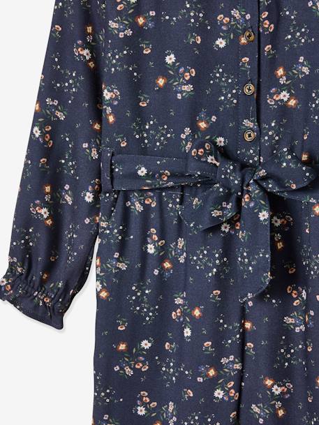 Gebloemde meisjesjumpsuit donkergroen bedrukt+inkt met print - vertbaudet enfant 