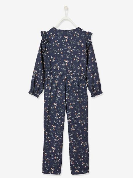 Gebloemde meisjesjumpsuit donkergroen bedrukt+inkt met print - vertbaudet enfant 