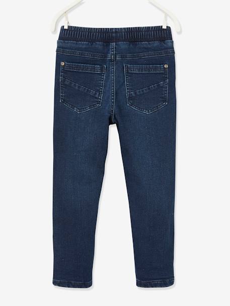 Gevoerde jeans met rechte pasvorm, eenvoudig aan te trekken denim blue black - vertbaudet enfant 