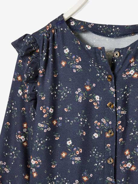 Gebloemde meisjesjumpsuit donkergroen bedrukt+inkt met print - vertbaudet enfant 