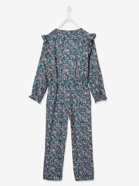 Gebloemde meisjesjumpsuit donkergroen bedrukt+inkt met print - vertbaudet enfant 