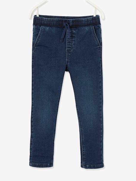 Gevoerde jeans met rechte pasvorm, eenvoudig aan te trekken denim blue black - vertbaudet enfant 