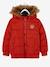 Jongensdonsjack met capuchon gevoerd met fleece van gerecycled polyester ORANJE - vertbaudet enfant 