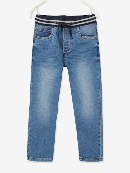 Fleecebroek met denim look met warme binnenkant ongewassen denim+stone - vertbaudet enfant 