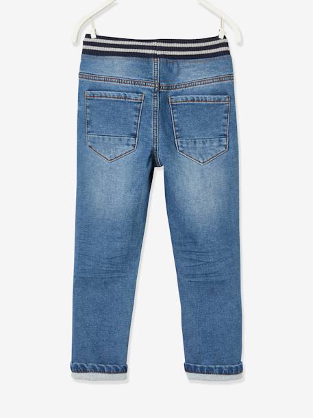 Fleecebroek met denim look met warme binnenkant ongewassen denim+stone - vertbaudet enfant 