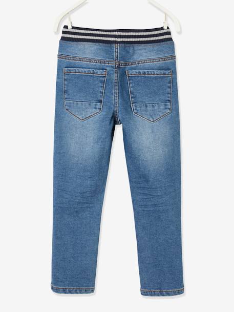 Fleecebroek met denim look met warme binnenkant ongewassen denim+stone - vertbaudet enfant 