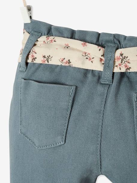 Babybroek met stoffen riem groengrijs+oudroze - vertbaudet enfant 