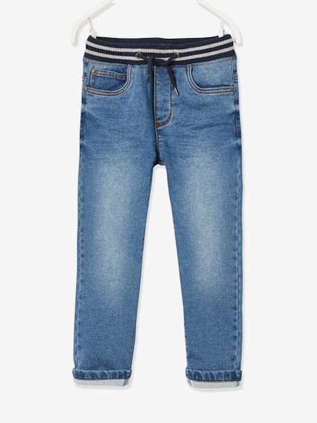 Fleecebroek met denim look met warme binnenkant ongewassen denim+stone - vertbaudet enfant 