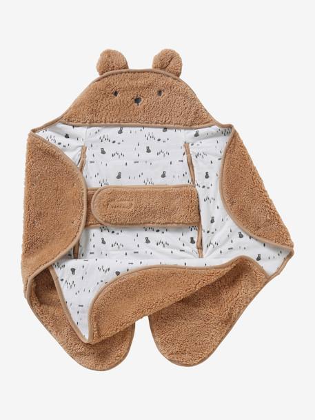 Plaid trappelzak baby in peluche, jersey-voering beer+ivoor - vertbaudet enfant 