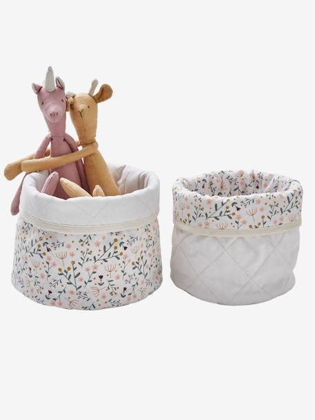 Set van 2 omkeerbare manden BLOEMEN beige - vertbaudet enfant 