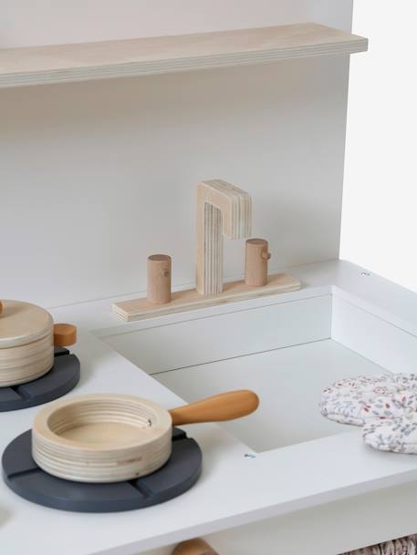 Kitchenette met FSC® houtgordijn framboos+meerkleurig - vertbaudet enfant 