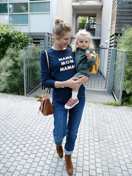 Fleece sweatshirt met tekst over zwangerschap en borstvoeding inkt - vertbaudet enfant 