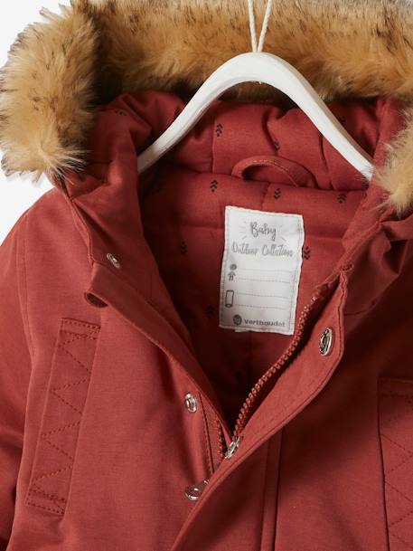 Parka met capuchon voor babymeisje terracotta - vertbaudet enfant 