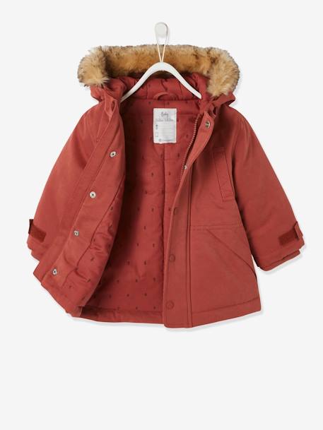 Parka met capuchon voor babymeisje terracotta - vertbaudet enfant 