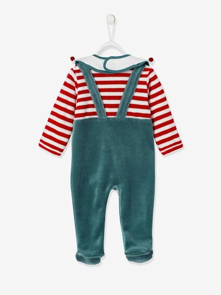 Kerstcadeauset voor baby fluwelen pyjamapakje + slabbetje dennengroen - vertbaudet enfant 