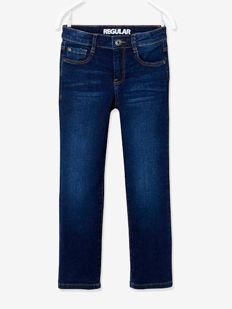 Rechte jeans voor jongens Morphologik met heupomtrek LARGE RUW DENIM+STONE - vertbaudet enfant 