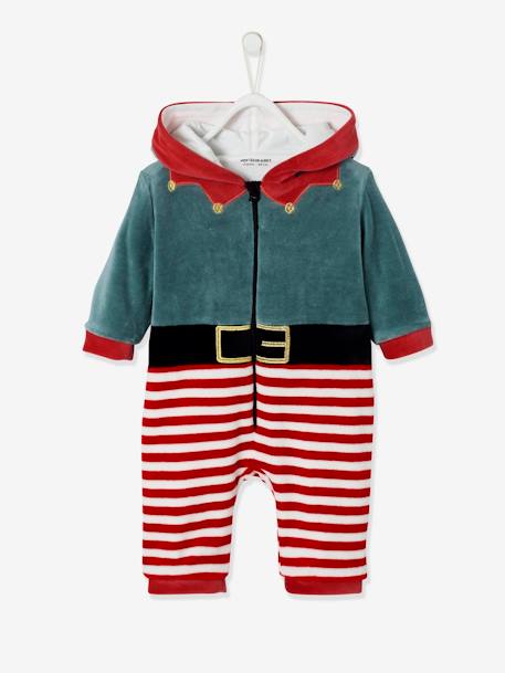 Onesie voor Kerstmis in fluweel baksteenrood - vertbaudet enfant 