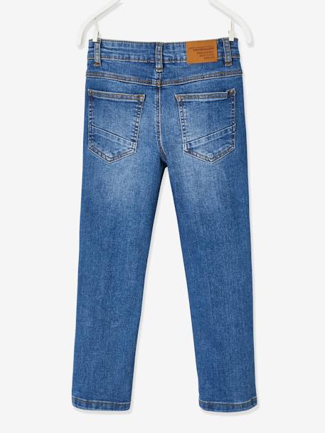 Rechte jeans voor jongens Morphologik met heupomtrek LARGE RUW DENIM+STONE - vertbaudet enfant 