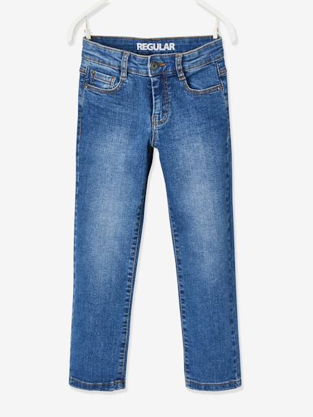 Rechte jeans voor jongens Morphologik met heupomtrek LARGE RUW DENIM+STONE - vertbaudet enfant 