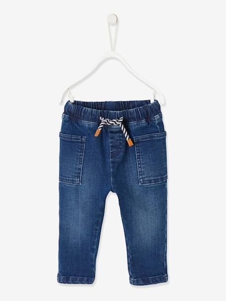 Denim babybroek met elastische tailleband double stone+onbewerkt denim - vertbaudet enfant 