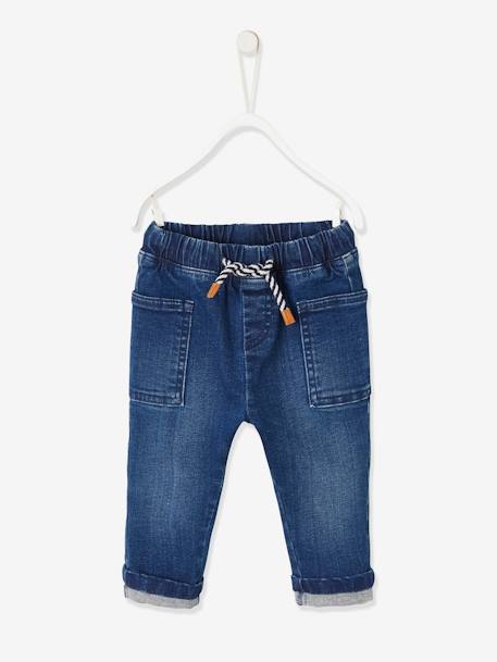 Denim babybroek met elastische tailleband double stone+onbewerkt denim - vertbaudet enfant 