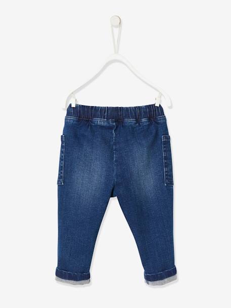 Denim babybroek met elastische tailleband double stone+onbewerkt denim - vertbaudet enfant 