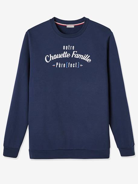 Sweatshirt man onze Chouette familie capsule collectie vertbaudet MARINEBLAUW GRIJS - vertbaudet enfant 