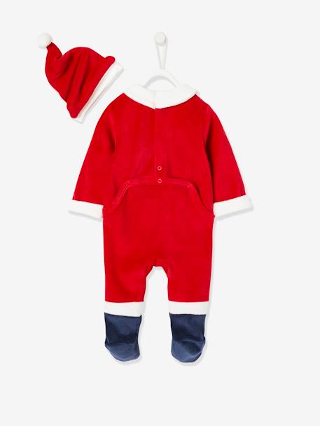 Kerstcadeauset voor baby met fluwelen pyjamapakje + mutsje baksteenrood - vertbaudet enfant 