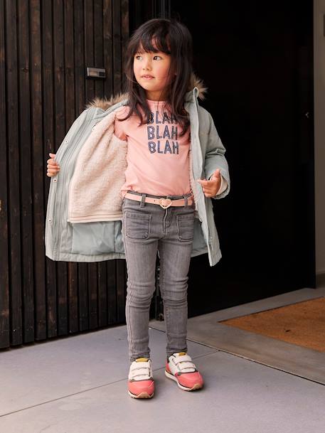 Onverwoestbare meisjesjeans en mooie riem grijs+stone - vertbaudet enfant 