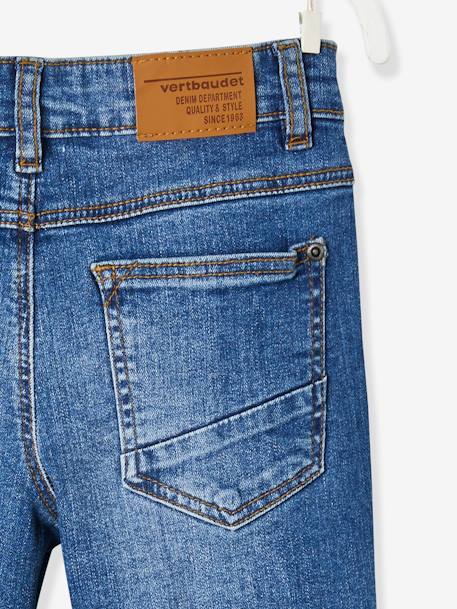 Rechte jeans voor jongens Morphologik met heupomtrek LARGE RUW DENIM+STONE - vertbaudet enfant 